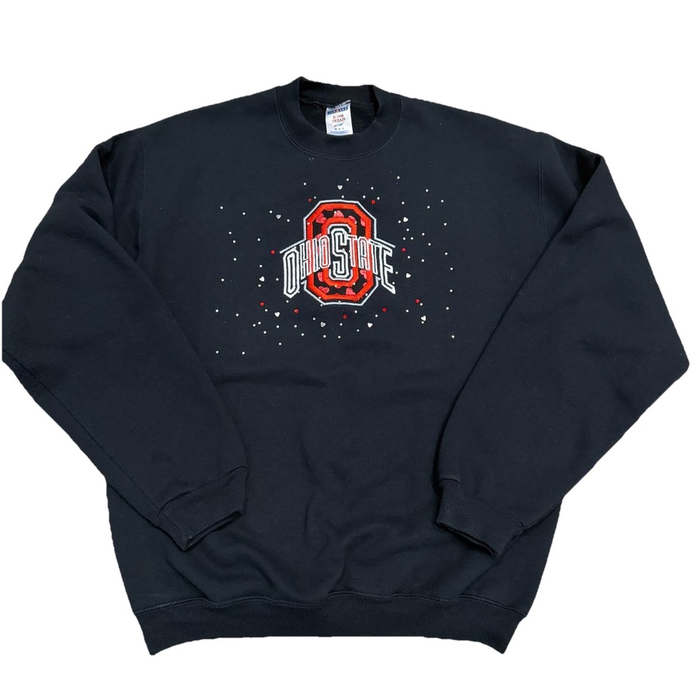 Vintage Ohio State Sweatshirt Black Bedazzled Women's Medium 90s Buckeyes